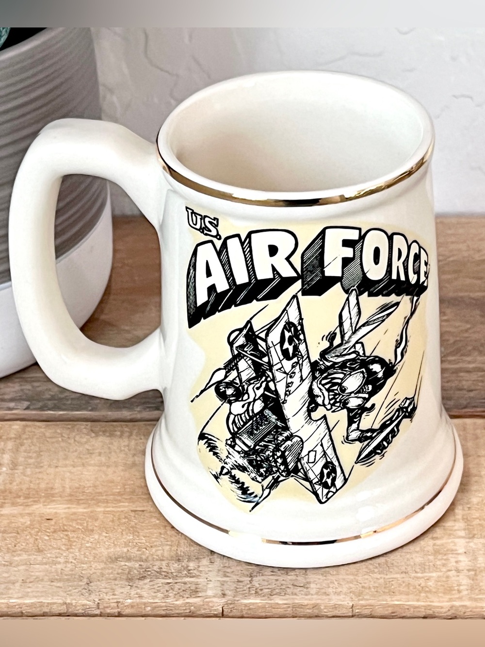 Vintage 1970s United States Air Force Academy Ceramic Beer Stein Tankard Mug